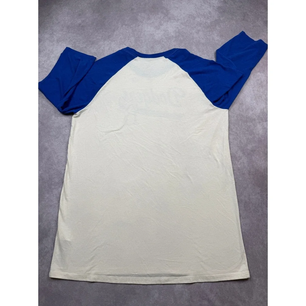 Nike LA Dodgers Cooperstown Raglan 3/4 Sleeve T-Shirt Men L Blue Cream MLB - Picture 2 of 9